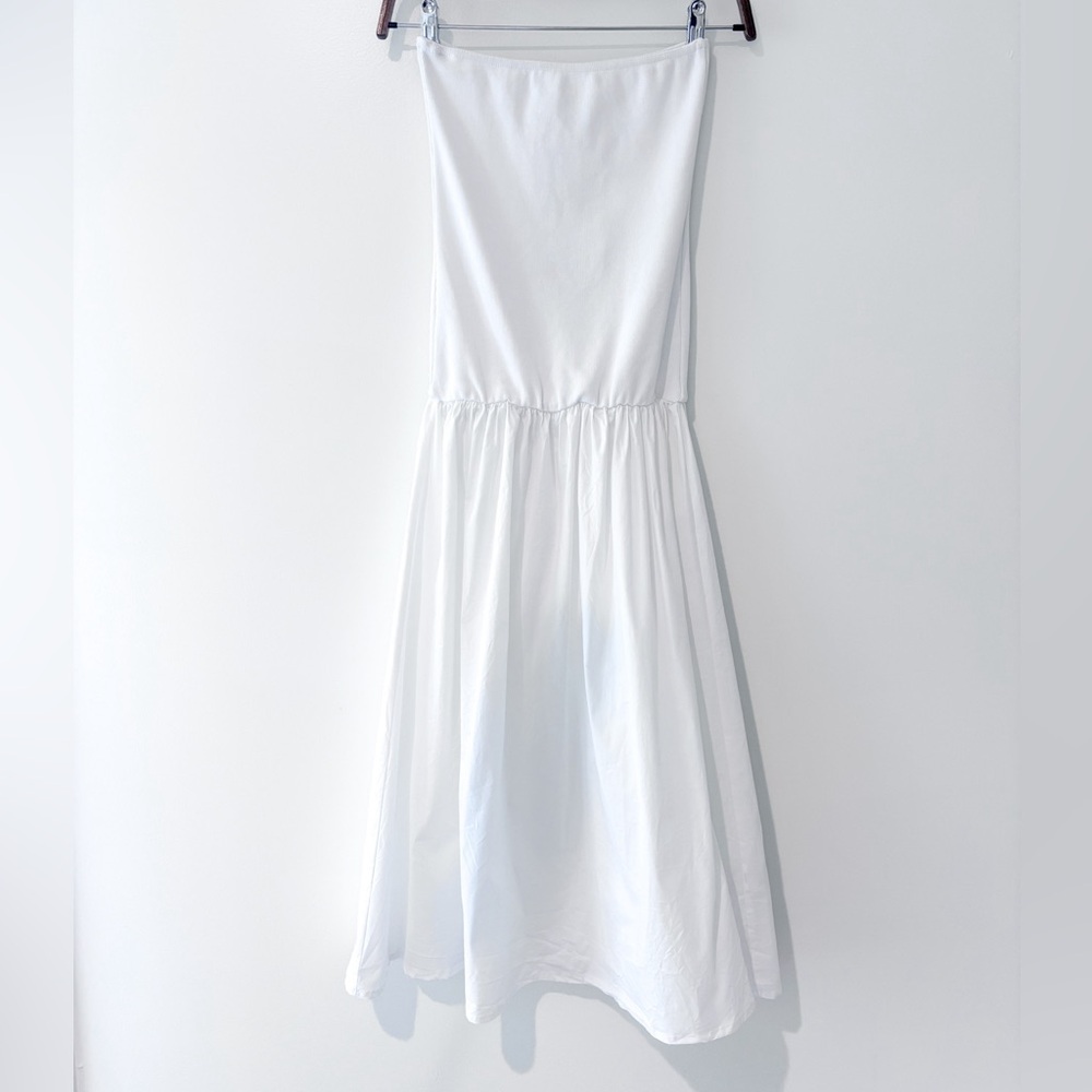 WeWoreWhat Revolve White Ribbed Strapless Tube Top A-Line Midi Dress Size M NWT